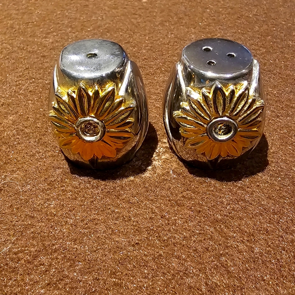2 pairs of Vintage silver & gold salt and pepper shaker